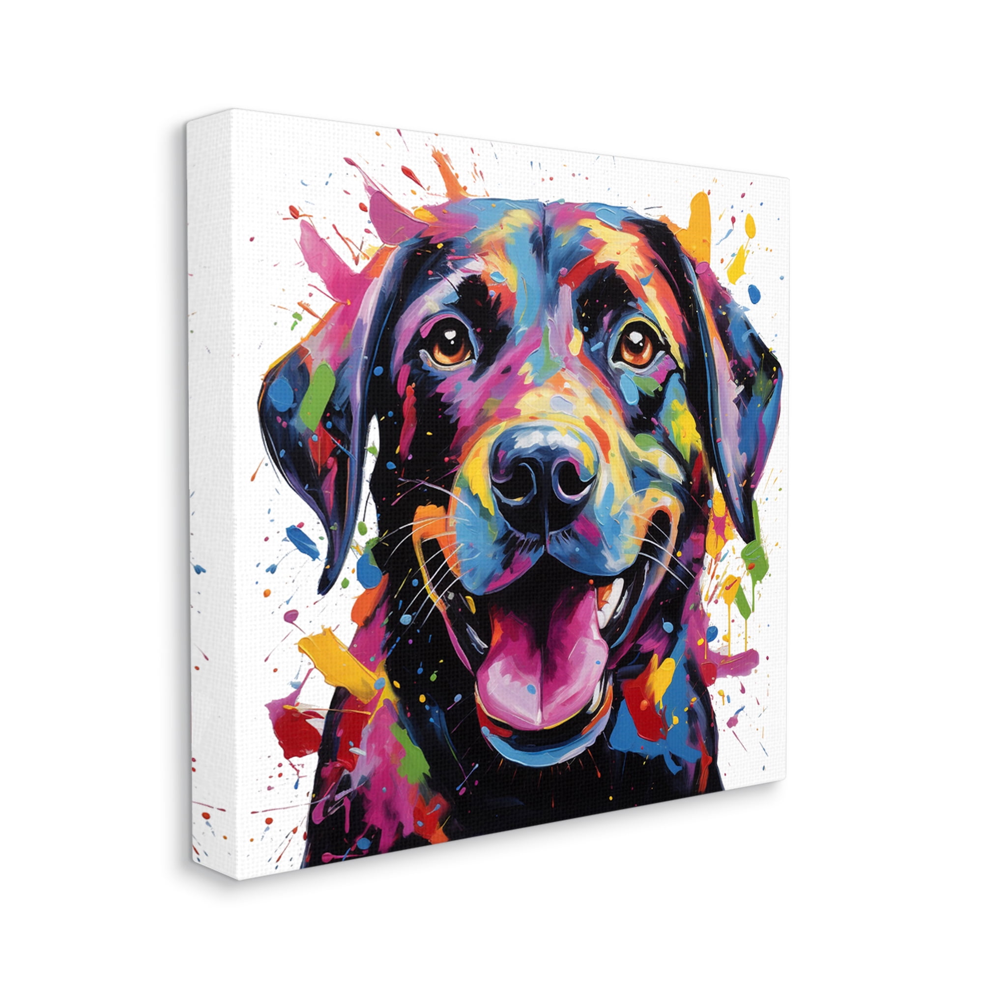 Stupell Industries Smiling Dog Modern Splatter Animals & Insects Painting Gallery Wrapped Canvas Art Print Wall Art, 30 x 30