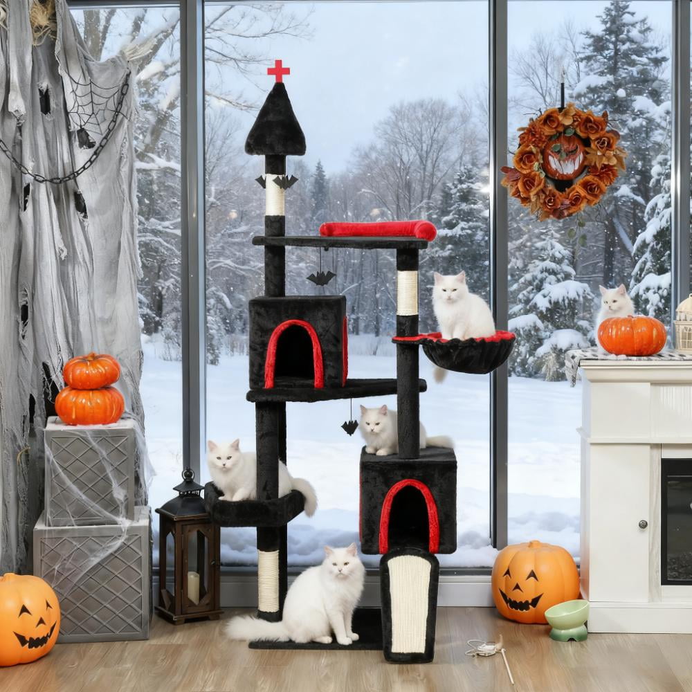 78" Cat Tree Cat Tower with Coffin Bed
