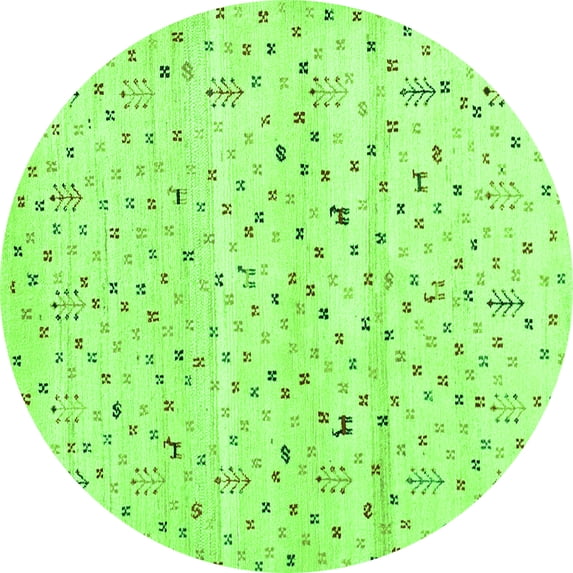 Ahgly Company Indoor Round Solid Green Modern Area Rugs, 5' Round