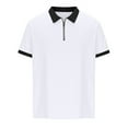 thumbnail image 5 of Yufatyle Men Short Sleeve Polyester Turndown collar Casual T Shirts For Man White L, 5 of 8