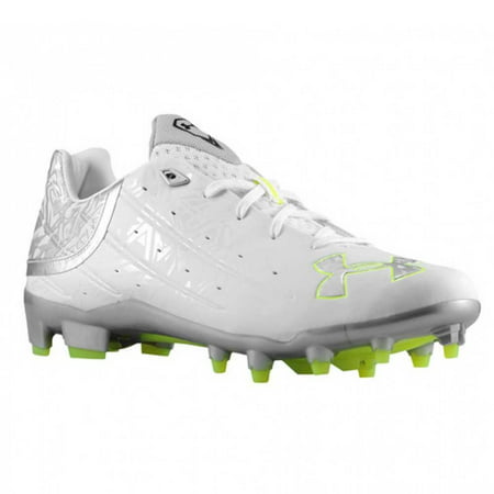 NEW Mens Under Armour Banshee Low Lacrosse / Football Cleats White / Silver (Best Football Kicking Cleats)