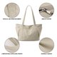 thumbnail image 3 of Bolso tote grande de lona para mujer, bolso de hombro informal con cremallera y bolsillo para viajes, playa, trabajo e compras., 3 of 8