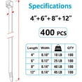 thumbnail image 2 of Zip Ties Assorted Sizes(4”+6”+8”+12”), 400 Pack, Black Cable Ties, UV Resistant Wire Ties by, 2 of 7