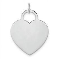 14k White Gold Solid Polished Love Heart Disc Charm 22x21mm Pendant Necklace for Women - 5.7 Grams