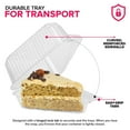thumbnail image 4 of Cake Slice Container (50 Pack) - 1 Compartment Clear Plastic Trays with Hinged Lid - Single Slice Container for 7”-10” Diameter Cake or Pie, Cheesecake, Tres Leches, Flan, Desserts - Stock Your Home, 4 of 7