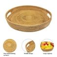 thumbnail image 3 of Kabuer Round Rattan Serving Tray, Decorative Woven Ottoman Tray with Handles for Coffee Table, 14 x 2.4 inch, 3 of 7