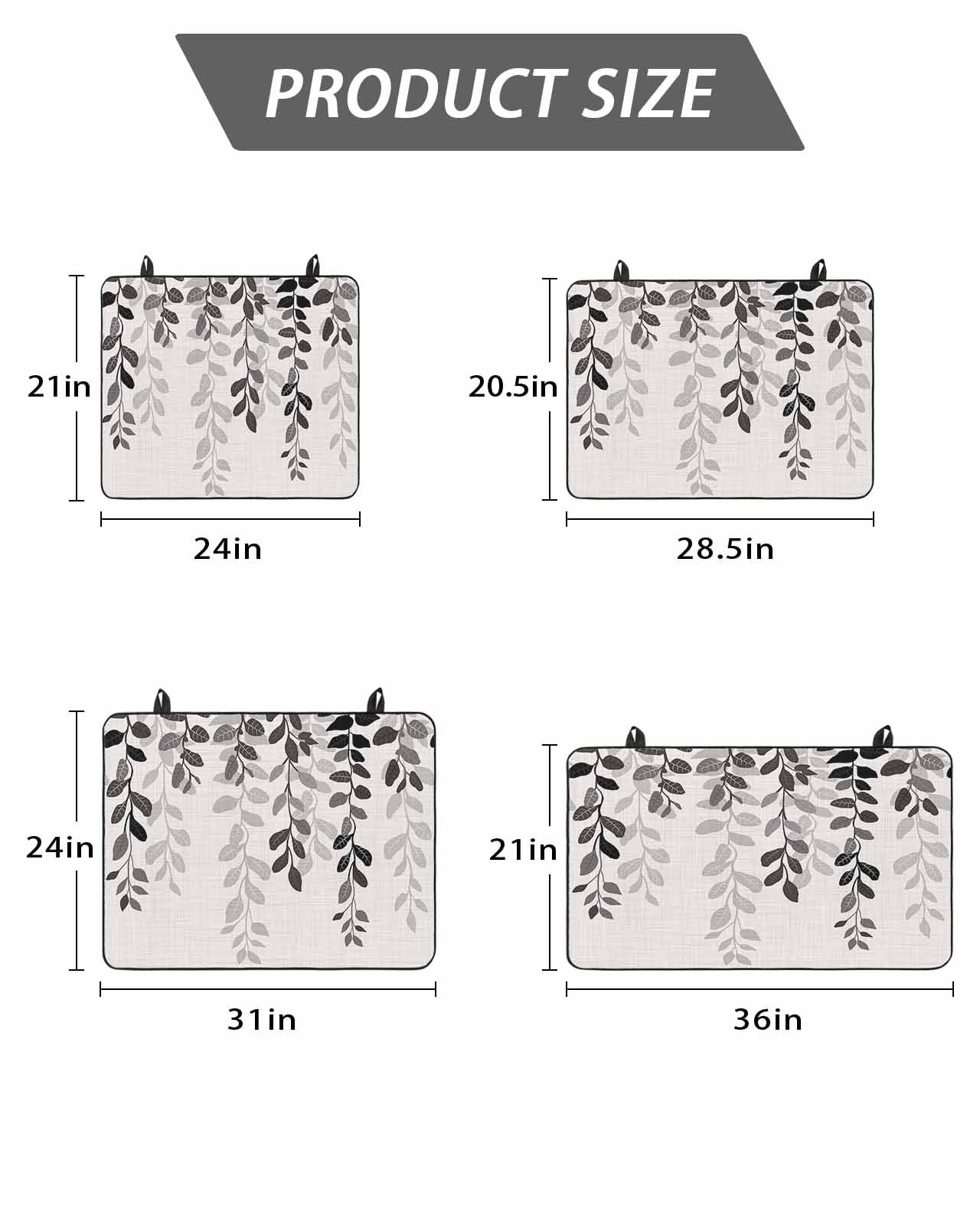 Stove Top Covers for Electric Stove, Grey Ombre Botanical Glass Stovetop Cover Protector, Watercolor Gray Pastoral Leaf Rustic Induction Cooktop Protector Oven Mat for Kitchen Countertop 31"x24"