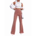 thumbnail image 3 of Women'S Velvet Elastic Waist Flare Leg Palazzo Long Pants Trousers Pink L, 3 of 9
