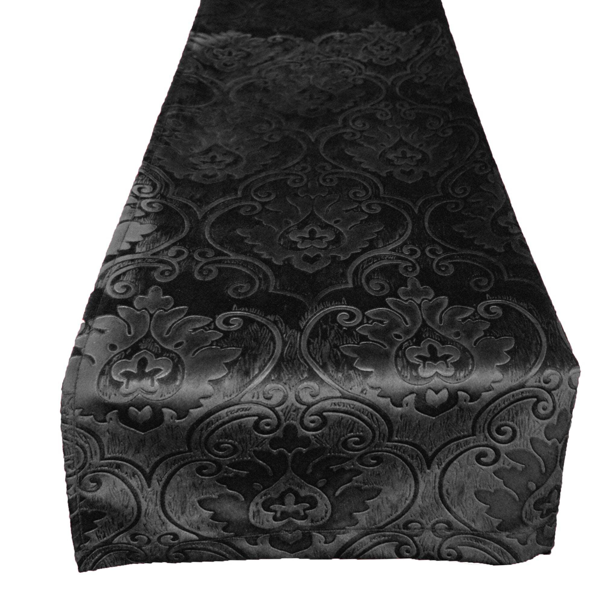 Velvet Embossed Victorian Damask Table Runner