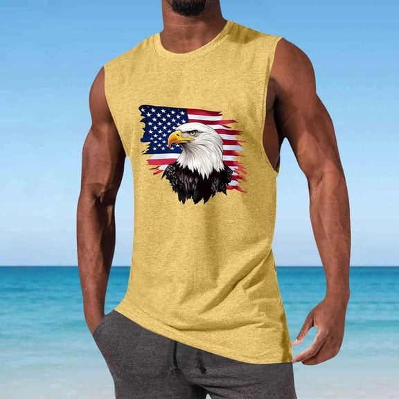 Yaoyar Mens Tank Tops Casual Summer Beach Vacation Hawaiian Graphic Muscle Gym Palm Tree Sleeveless Tee Shirts