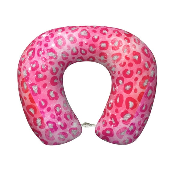 Travel Pillow Memory Foam, Head Neck Support Airplane Pillow For Traveling, Car, Home, Travel Neck Flight Pillow 12 Inches Glitter Aesthetic Unique Beauty Leopard