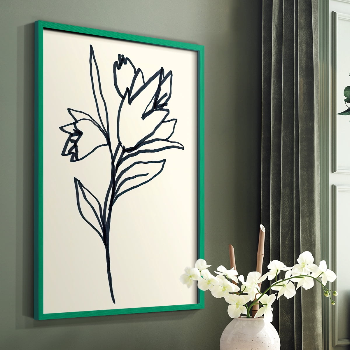Floral Marker I in Paper Solid Wood 11 x 14 Framed Print
