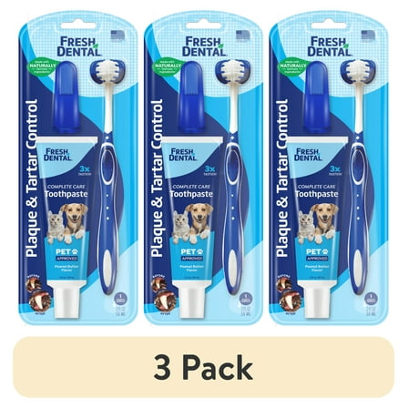 (3 pack) Naturel Promise Fresh Dental Tooth Brushing Kit for Dogs & Cats, 2 oz Gel and Toothbrush