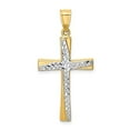 thumbnail image 5 of 14k Yellow Gold with Rhodium Hollow Diamond-cut Cross Charm Pendant, 5 of 7