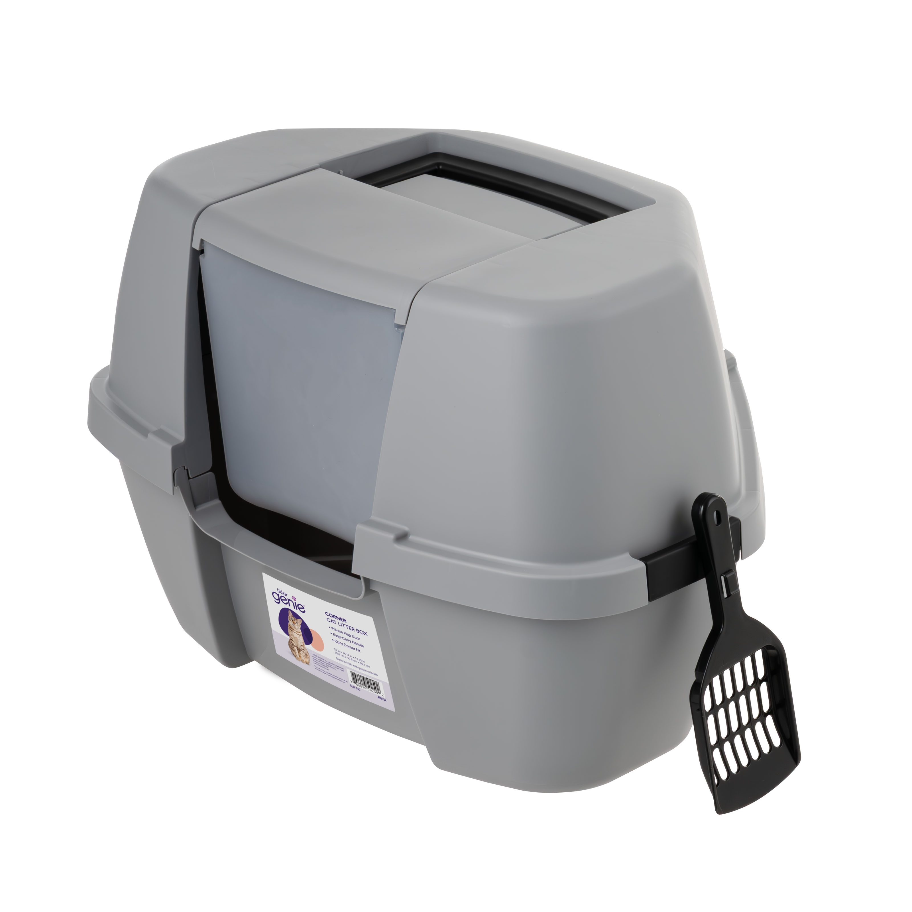 Litter Genie Corner Cat Litter Box Enclosed with Scoop photo 1