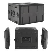 KFFKFF 6U Rack Case, 15-inch Depth, Shallow Rackmount Flight Case with Microphone Storage, Durable Polyethylene Build, Secure Latches, Simple Setup, Suitable for Amplifiers, 13.8-inch Internal Space