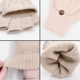 thumbnail image 4 of 1Pair Winter Fashion Women Gloves Warm Wool Windproof Knitted Convertible Fingerless Mittens, 4 of 6