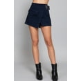 thumbnail image 4 of Saronite Solid Waist Belted Cotton Cargo Skort Mini Skirt, Navy (Women's), 4 of 5