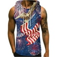 thumbnail image 2 of Pitauce Mens Sleeveless Patriotic Hoodies for 4th of July, Gym Workout Hooded Tank Tops Bodybuilding Muscle Cut Off T-Shirt with Pockets, 2 of 5