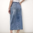 thumbnail image 5 of Women's High Waist Denim Midi Skirt with Front Slit Detail and Faded Wash Finish - Large, Light Blue, 5 of 7