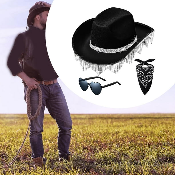 Sombrero de vaquero con borlas Fernando sombrero para el sol para hombres y  mujeres Negro