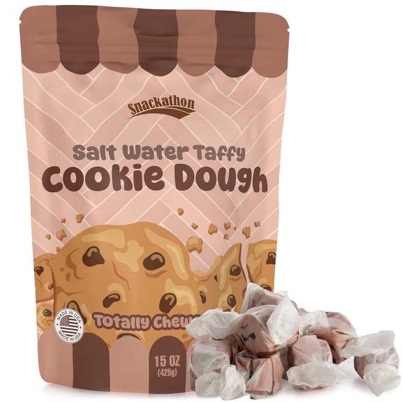 Snackathon Salt Water Taffy, Cookie Dough, 15 oz Singe Resealable Bag