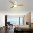 thumbnail image 4 of Sofucor 52-Inch Flush Mount Wood White Ceiling Fan with Remote Control, DC Motor, 3 Reversible Blades, 6-Speed and Timer, 4 of 11