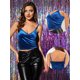 thumbnail image 2 of Camisola corta con escote en V profundo de terciopelo para mujer Azul real L, 2 of 4