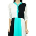 thumbnail image 6 of Bimba Womens Classic Mandarin Collar Shift TriColor Midi Summer Chic Dresses, 6 of 6