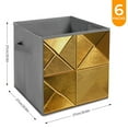 thumbnail image 6 of Collapsible Oxford Fabric Storage Cubes with Handles, Large Mid Foldable Oxford Cloth Bins Set of 2/6, Closet Organizers for Shelves Clothes Home Kitchen Toy - Golden Metallic-1, 6 of 7