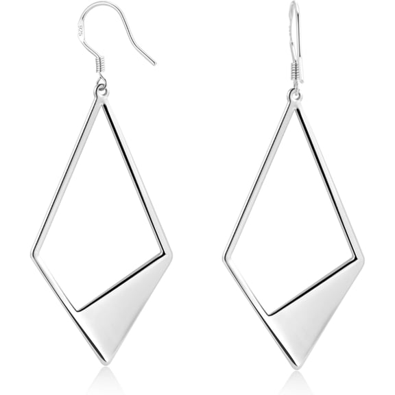 Sterling Silver Dangle Earrings for Women 14K Gold Plated Lightweight Statement Rhombus Drop Earrings Hypoallergenic Leverback Hook Earing for Women Trendy