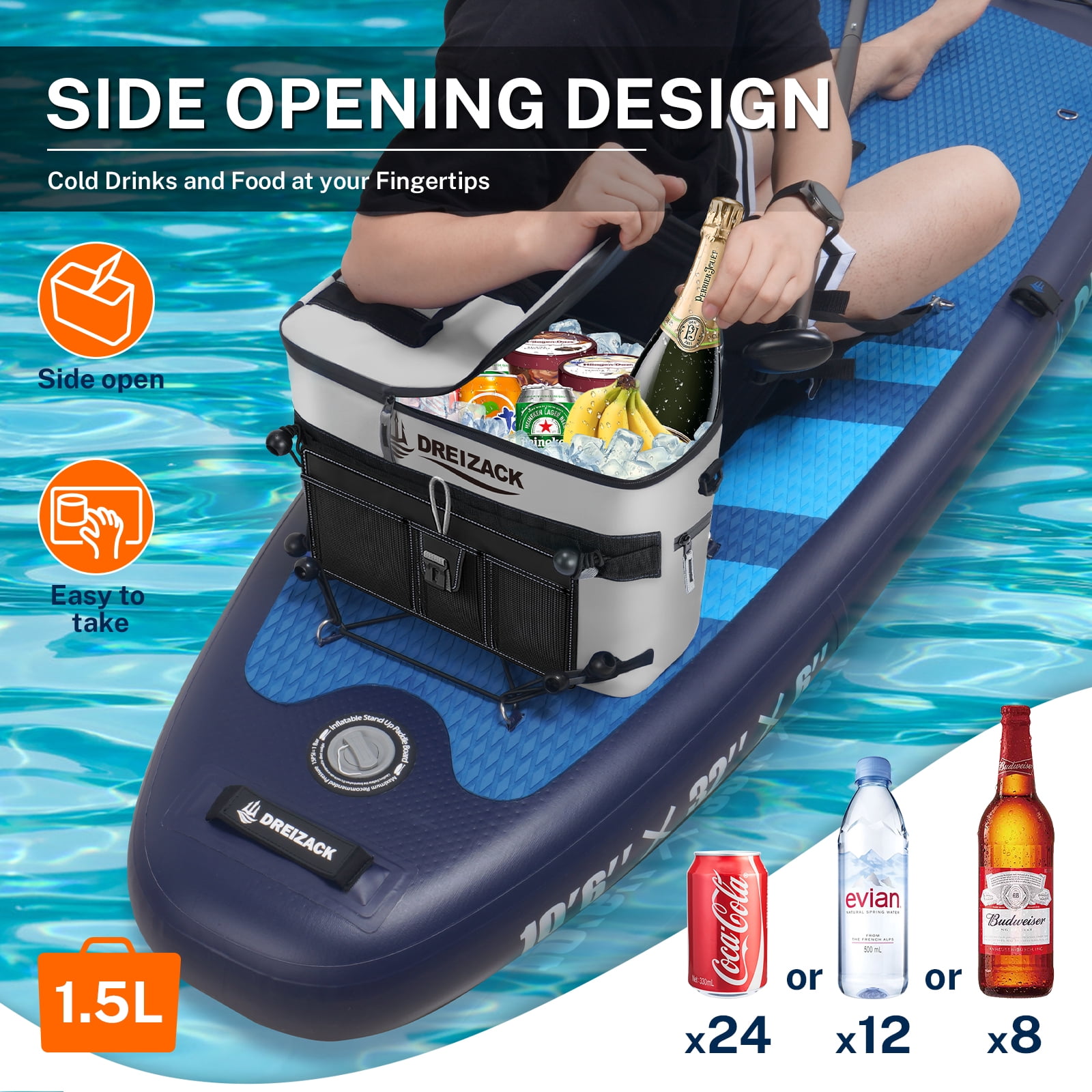 Dreizack Kayak Cooler Behind Seat Waterproof Cooler for Kayaking,Paddle Board Cooler Compatible with Lawn-Chair Seat Kayak Accessories Cooler Bag Kayak Cooler Tow Behind for Camping Fishing
