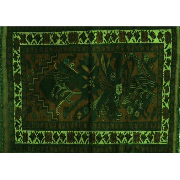Ahgly Company Indoor Rectangle Persian Green Traditional Area Rugs, 5' x 8'