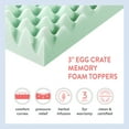 Mellow 3" Egg Crate Memory Foam Mattress Topper with Aloe Vera Infusion, King