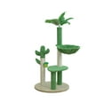 thumbnail image 1 of Home4Cat 3 level 33.5"Multi-Activity Cactus Style Cat Tree with Scratching Post, Hammock,Green/Beige, 1 of 10