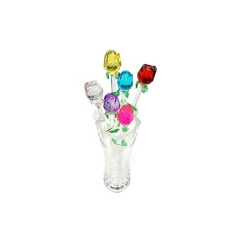 Jumbl Glass Roses Set Of 6 In Assorted Colors 13 Inch Walmart Com Walmart Com
