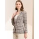 thumbnail image 4 of Blazers para mujer Chaqueta tipo blazer a cuadros con solapa con muesca Boyfriend Albaricoque claro blanco S, 4 of 6