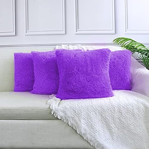 Eryueer Sea Soft Lion Velvet Throw Pillow Case Cushion Cover Fashion Home Decorative Pillowcase (4-pack) (Purple)