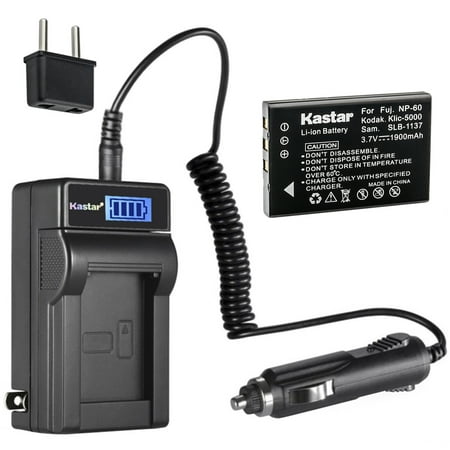 Image of Kastar 1-Pack NP-60 Battery and LCD AC Charger Compatible with Vivitar Video Cameras DVR-840XHD DVR-565HD DVR-390H DVR-530 DVR-545 DVR-550 DVR-550G DVR-688 DVR-710 DVR-7300X Vivicam 3930 Vivicam 4000