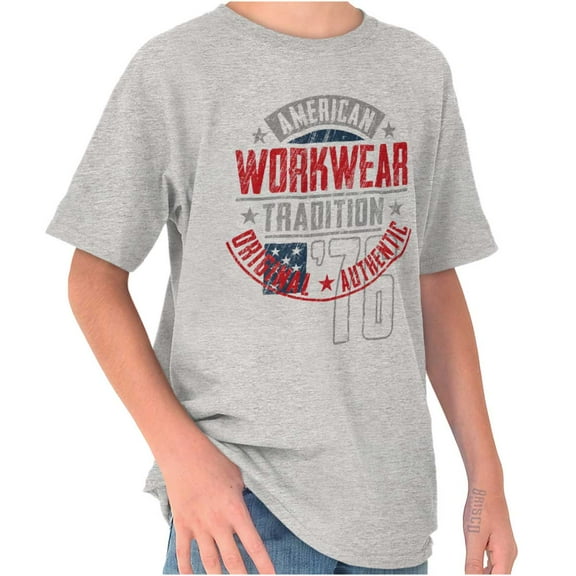 Patriotic American Workwear Tradition Crewneck T Shirts Boy Girl Teen Brisco Brands XS