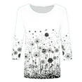 thumbnail image 4 of 3/4 Length Sleeve Shirts for Women New Summer Clothing Top Fashion Floral Print T-Shirts Women's Blouses Pullover Tops, 4 of 5