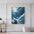 thumbnail image 6 of KLL Ice Blue Ocean Cute Dolphin A Print Farmhouse Canvas Wall Art,Wall Decorations For Living Room Office Canvas Wall Decor for Home Decorations, 12'×16’’, 6 of 8