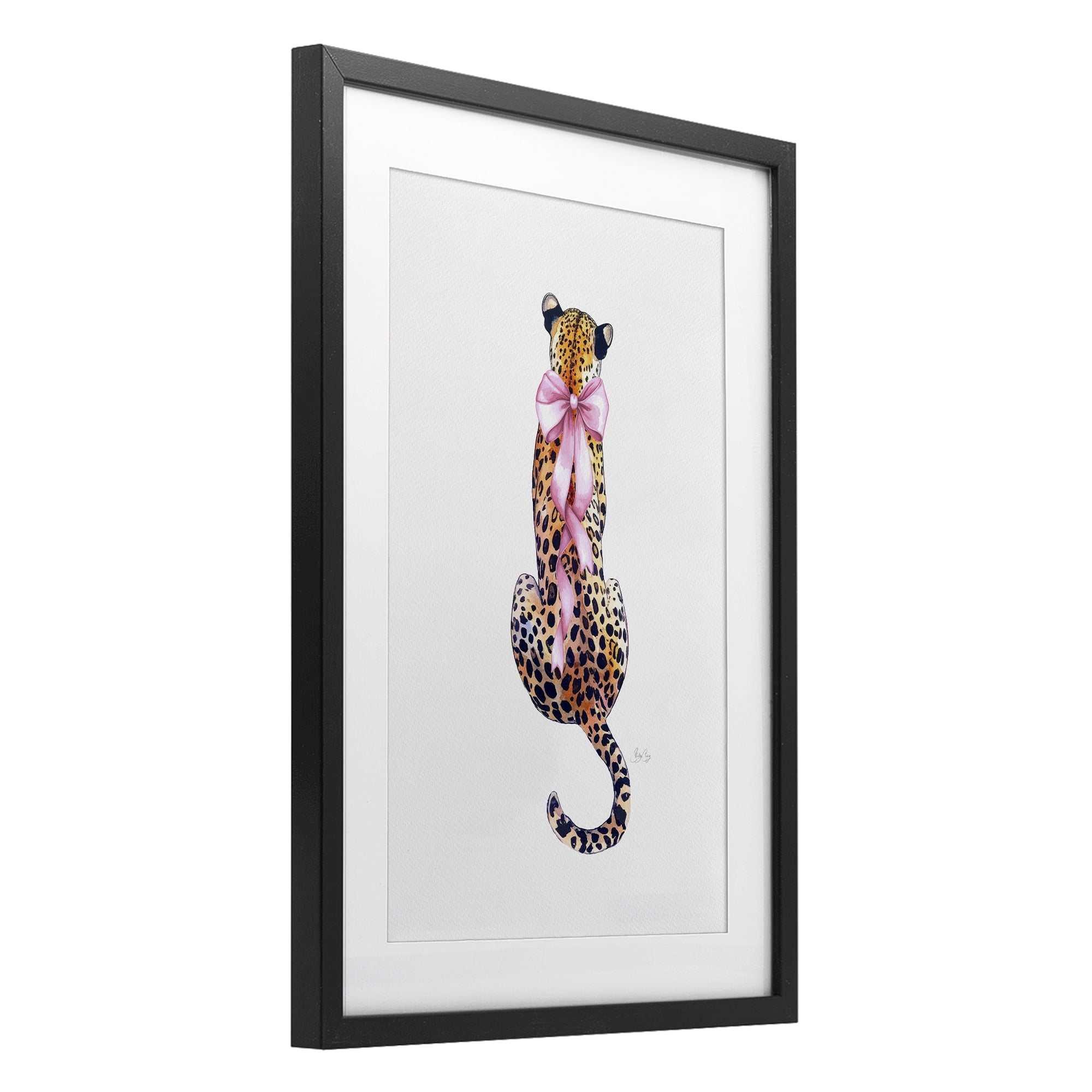 Stupell Industries Poised In Pink Cheetah Black Framed Print Under Glass, design by Shelly Craig
