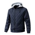 thumbnail image 1 of Mens Baseball Jacket Hooded Coat Cotton Coat Detachable Hat Keep Warm Top Winter, 1 of 8