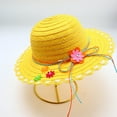 thumbnail image 2 of ZACPNCV Baby Country Straw Hat with Bow Kids Wide Brim Sun Cap UPF 50+ Breathable Fisherman Bucket Hat for Outdoor Protection Yellow Free Size, 2 of 4