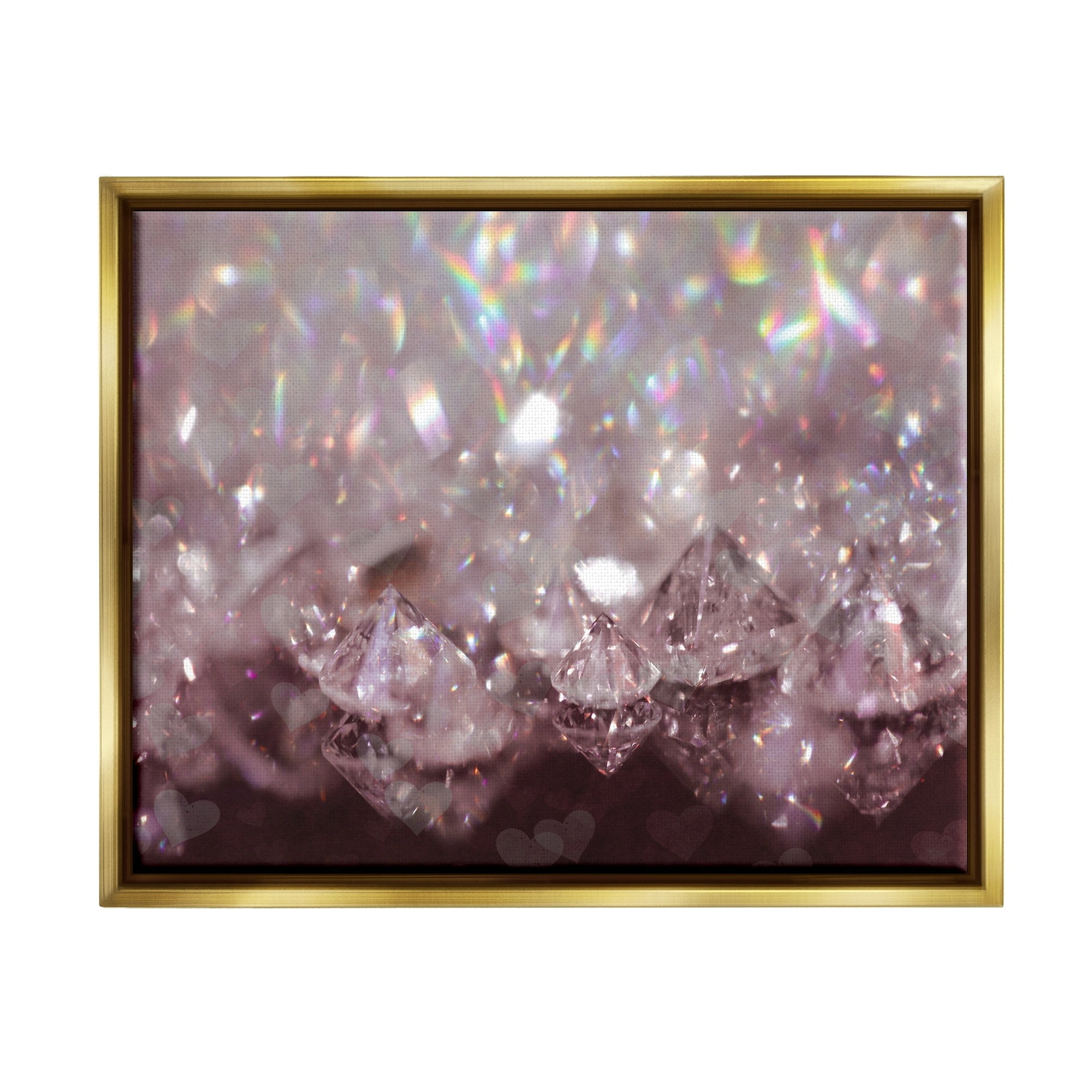 Stupell Industries Dazzling Bling Gems Luxury Fashion Glam Jewels Photograph Metallic Gold Floating Framed Canvas Print Wall Art, Design by Daphne Polselli