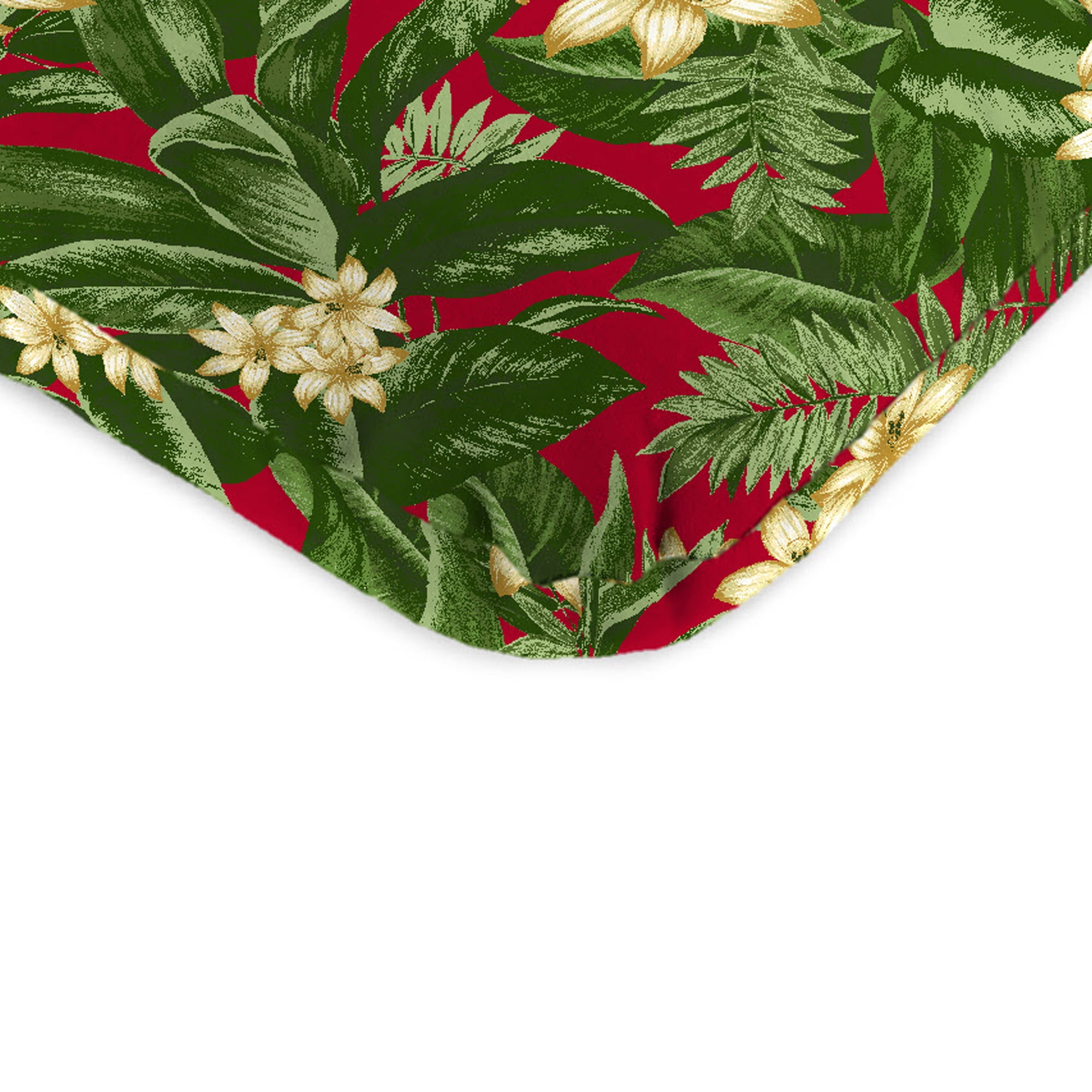 Jordan Manufacturing 45" x 22" Acadia Bordeaux Red Tropical Rectangular Outdoor Chair Cushion with Ties and Hanger Loop