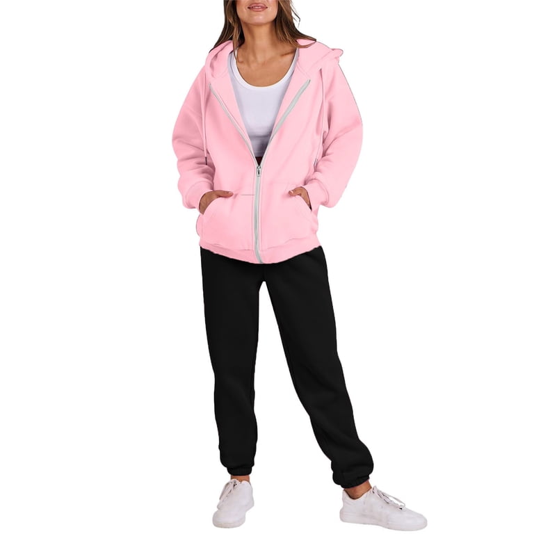 Fanxing 2025 Clearance Teen Girls Casual Zip Up Hoodie Sweatsuit 