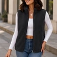 thumbnail image 5 of Yyuenw Womens Soft Fuzzy Stand Collar Sherpa Vest Full Zip Sleeveless Cropped Layering Outerwear Fall Winter, 5 of 7