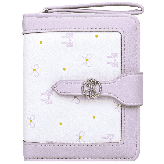 Farcauo Womens Wallet Cute Small Wallets for Women Purple Coquette Bow Women's Wallet Kawaii Card Wallets for Women Ladies Bow Stuff